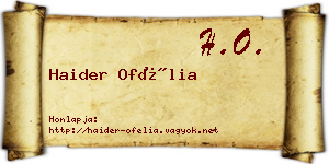 Haider Ofélia névjegykártya